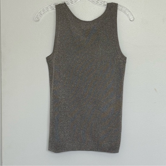 Chico’s Shimmering Chic Metallic Grey Sleeveless Sweater Tank- Chico Sz. 1 ~ New - Picture 4 of 11